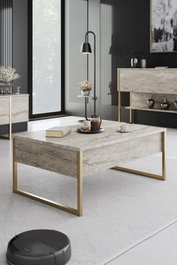 Hanah Home Mesa de centro Luxe Travertino y Dorado
